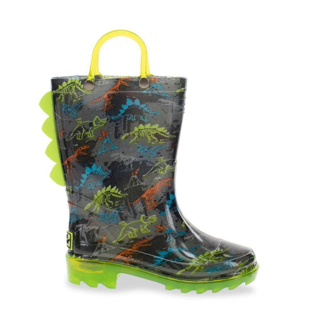 Western Chief Kids Dino Lighted PVC Gray Rain Boots