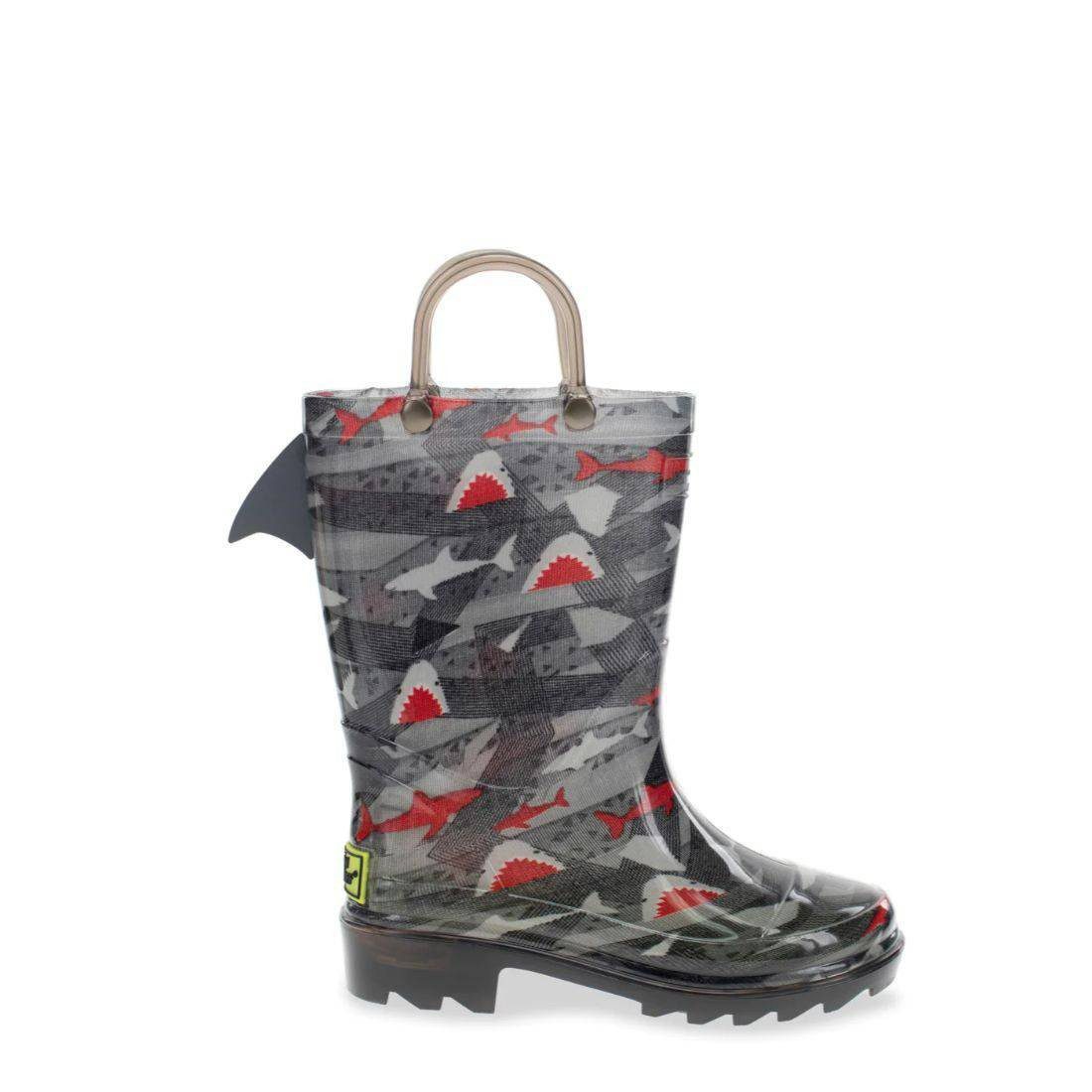 Western Chief Kids Shark Lighted PVC Black Rain Boots