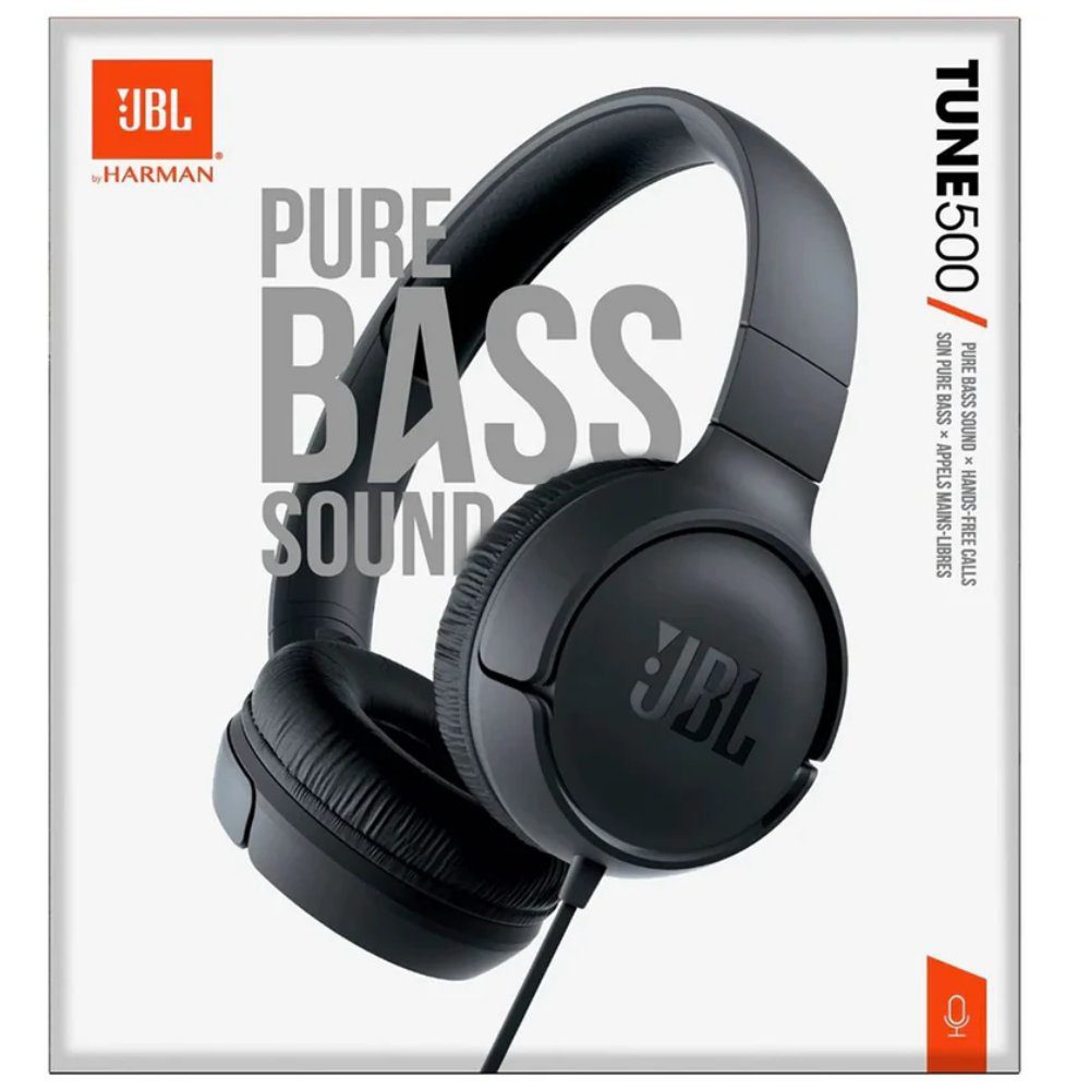 JBL Tune 500 Wired On-ear Headphones - Black