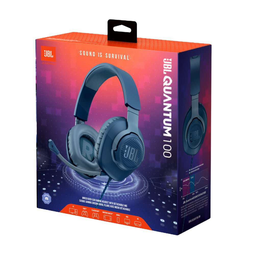 JBL Quantum 100 Wired Gaming Headset - Blue