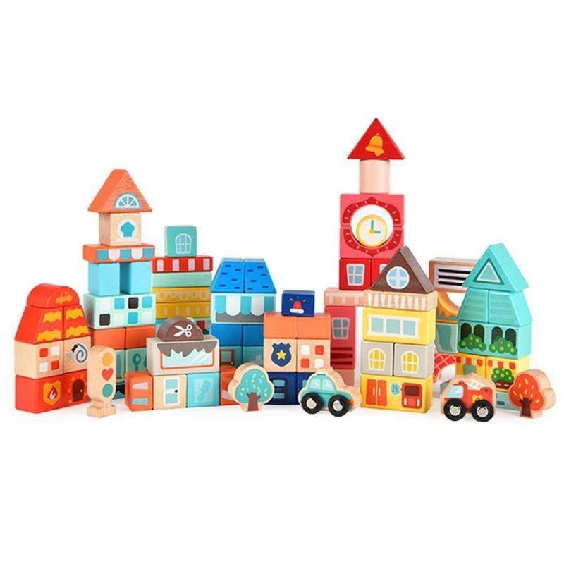 Mideer Wooden Blocks Little City Builder - 100 Pieces - Image 2