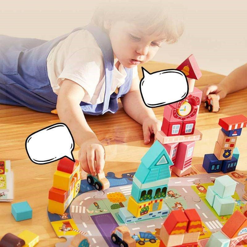 Mideer Wooden Blocks Little City Builder - 100 Pieces - Image 3