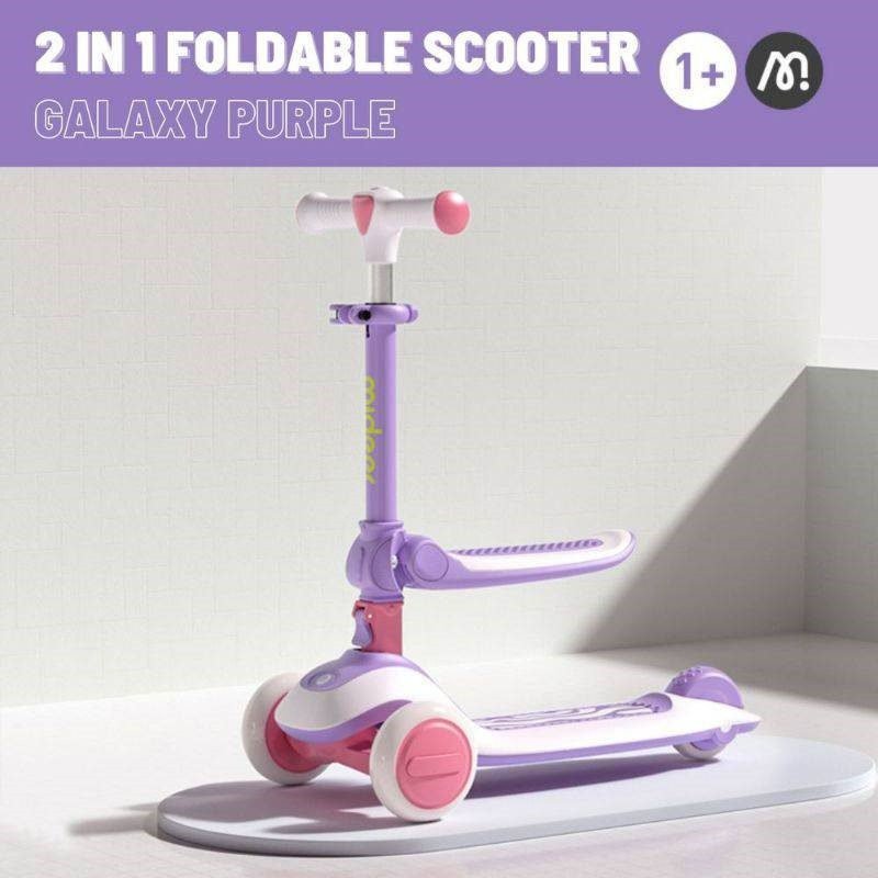 Mideer 2-in-1 Foldable Kick Scooter Galaxy Purple - Image 2