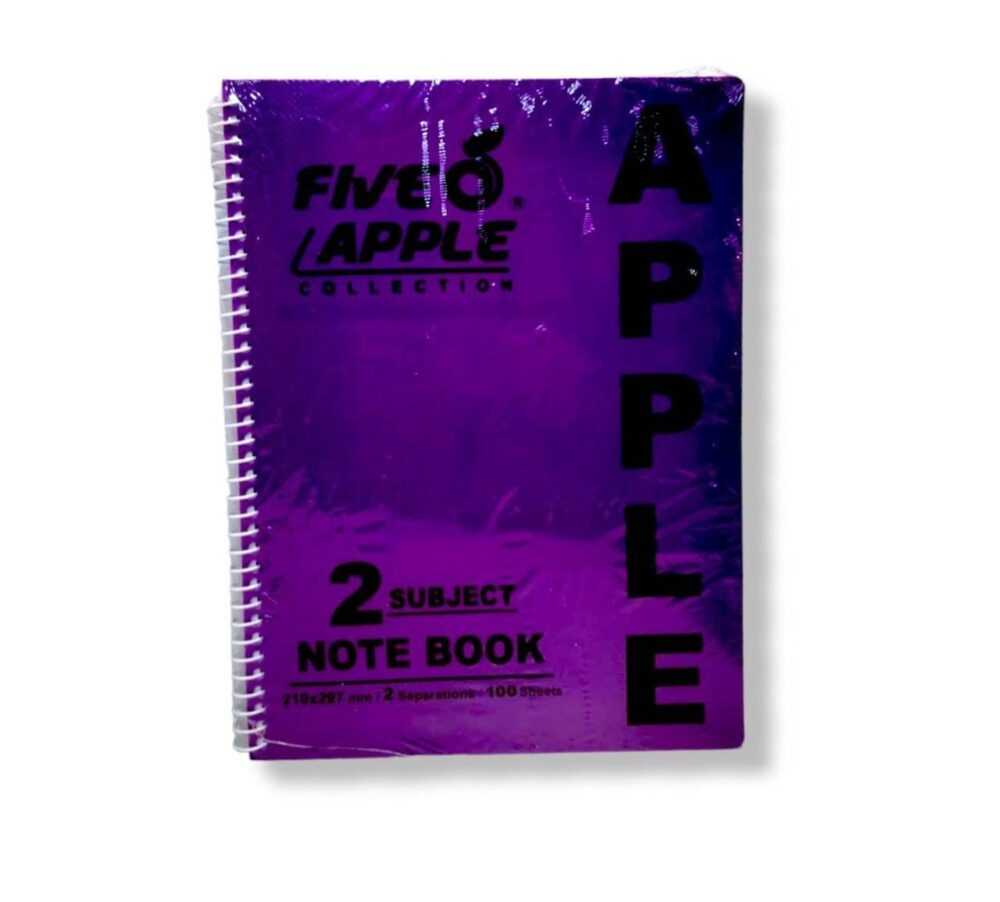 Al Khairat Apple Collection Sprial Notebook 2 Subjects A4 - 100 Sheets