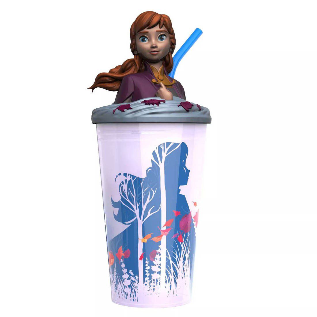 Zak Frozen 2 Anna Plastic Funtastic Tumbler with Straw Purple - Image 2