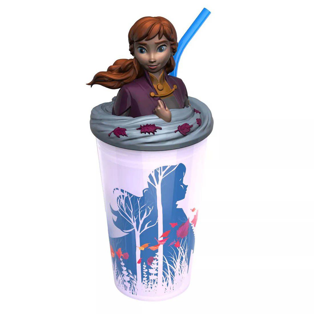 Zak Frozen 2 Anna Plastic Funtastic Tumbler with Straw Purple