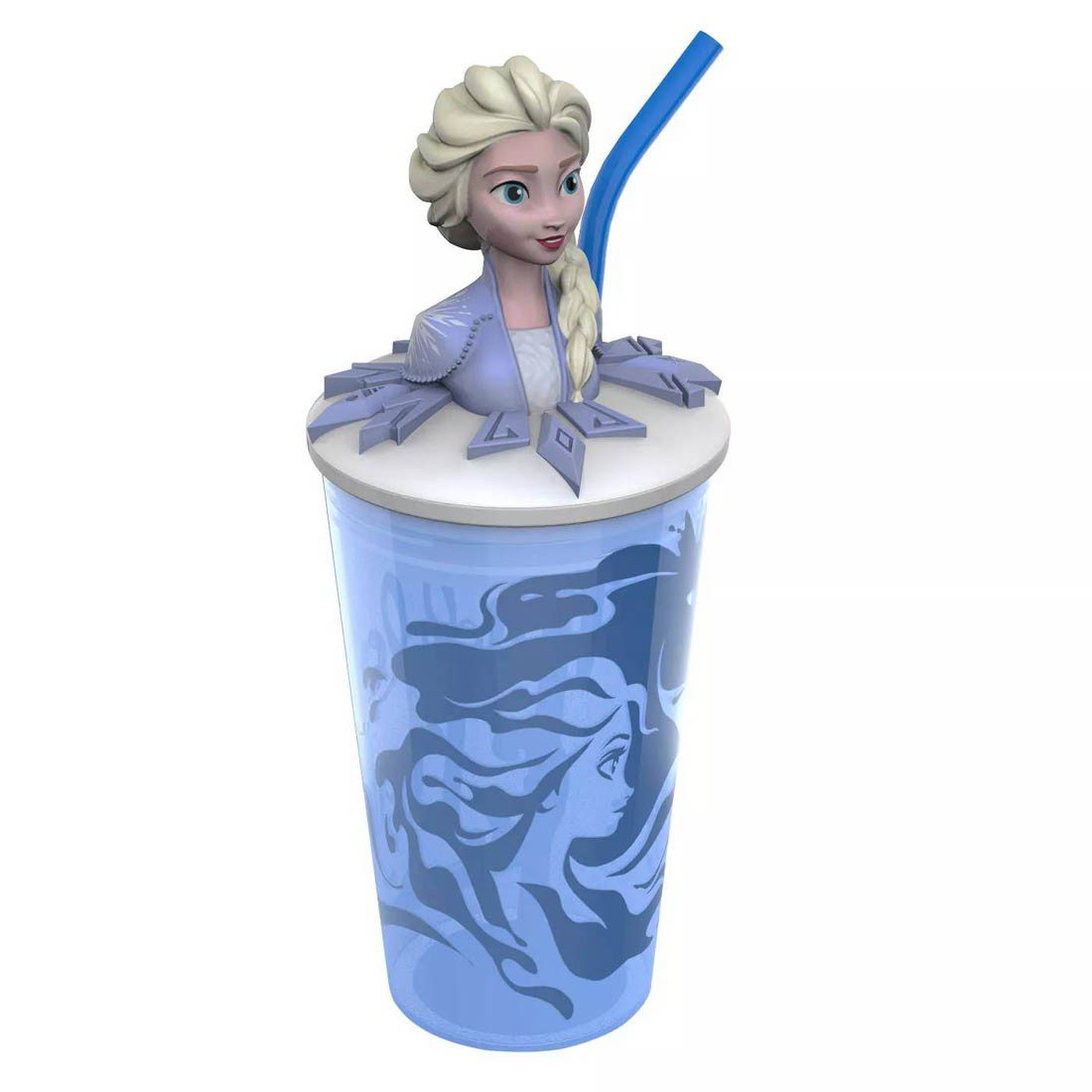 Zak Frozen 2 Elsa Plastic Funtastic Tumbler with Straw Blue - Image 3