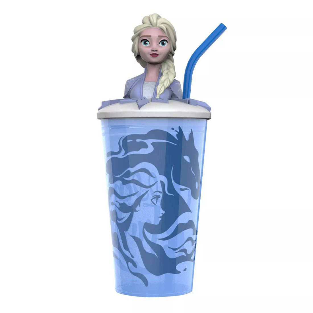 Zak Frozen 2 Elsa Plastic Funtastic Tumbler with Straw Blue