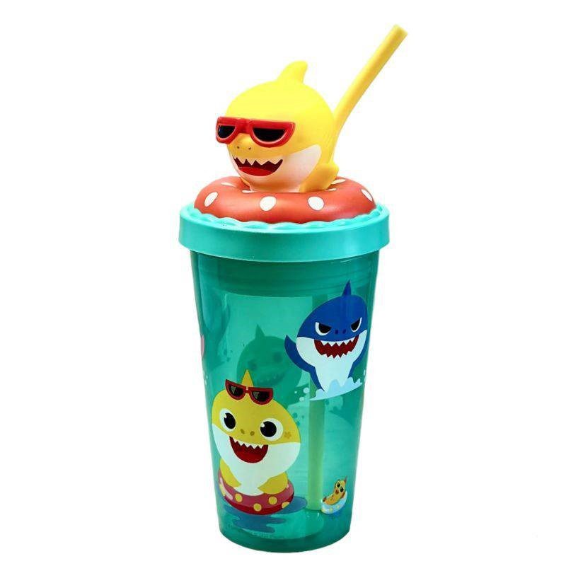Zak Designs Baby Shark 15-ounce Sculpted Plastic Tumbler With Straw