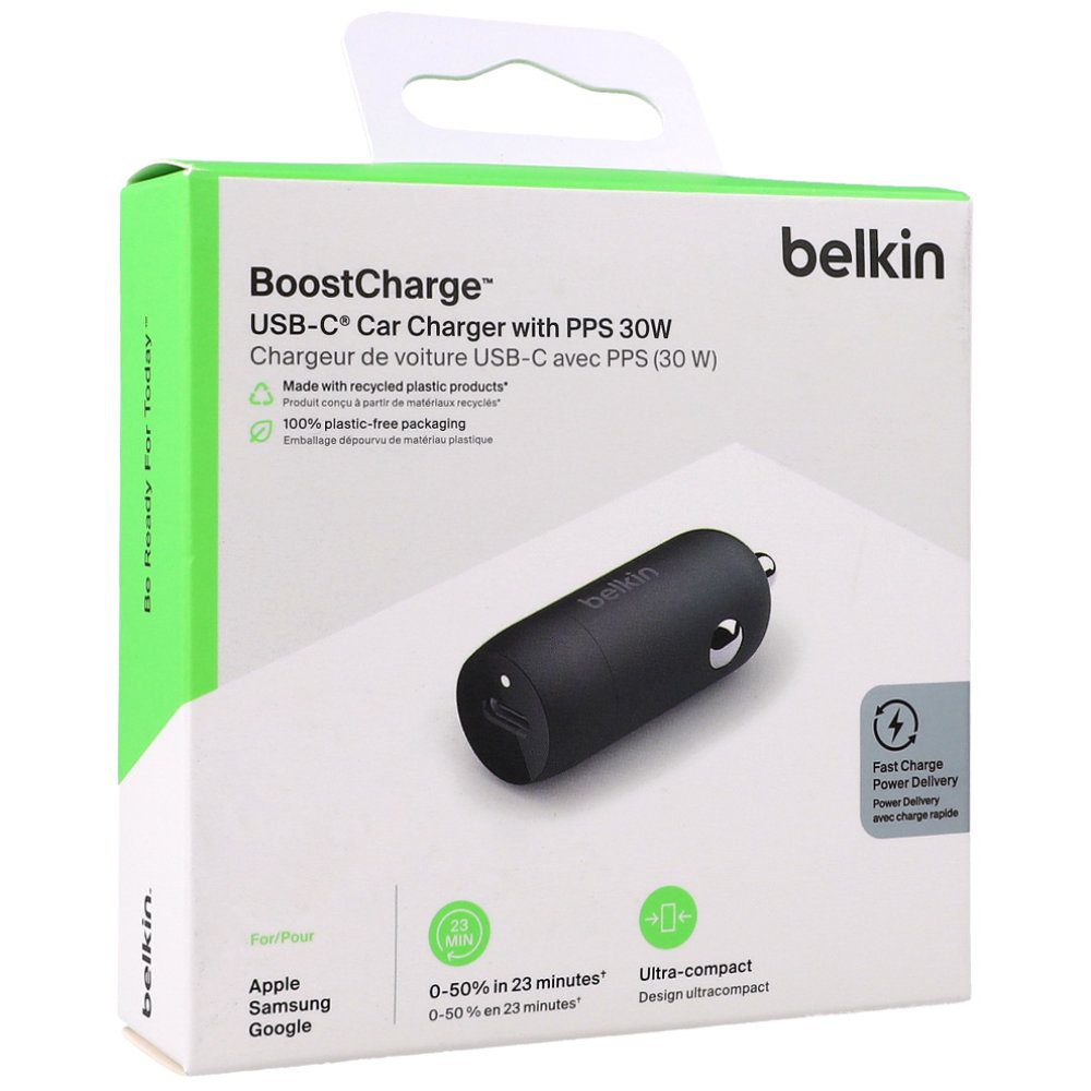 Belkin BoostCharge USB-C Car Charger With PPS 30W - Black
