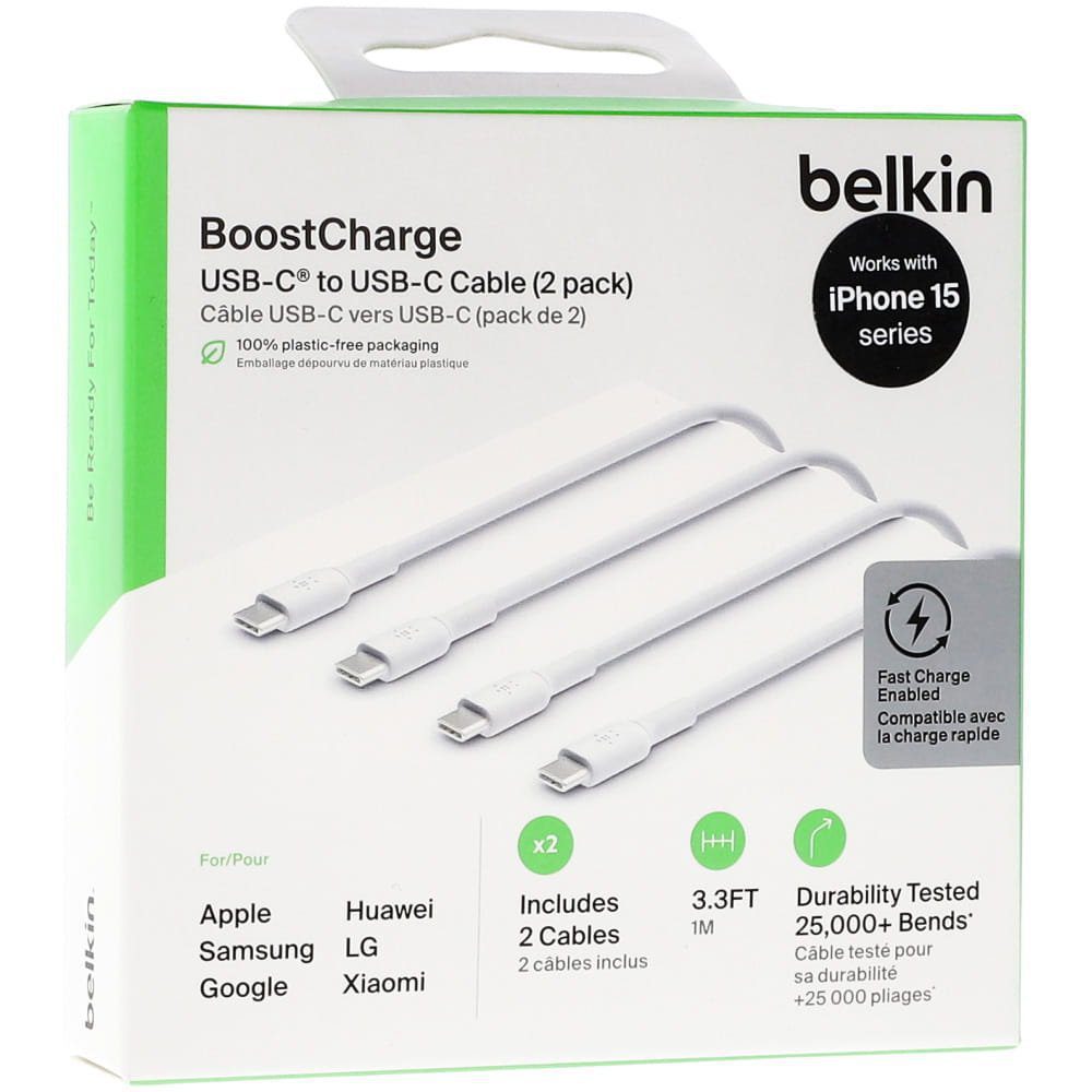 Belkin BoostCharge USB-C to USB-C Cable 1m / 2pack - White