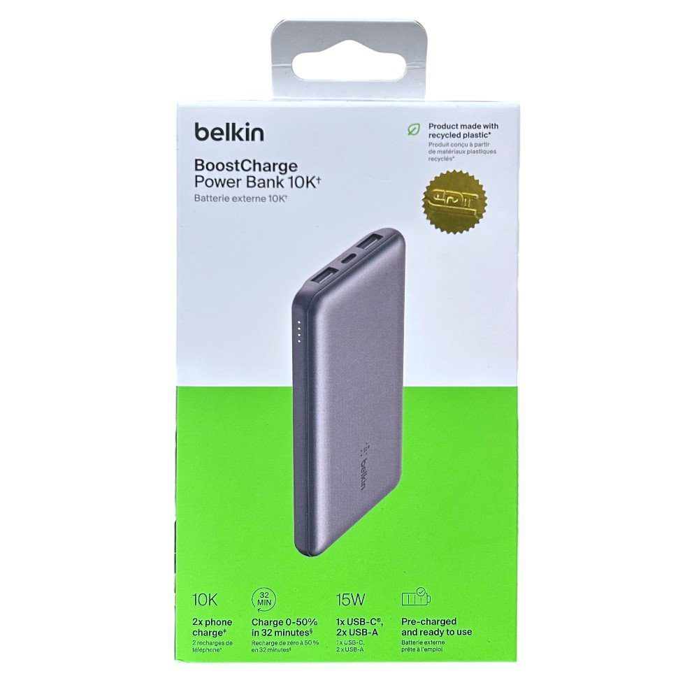 Belkin BoostCharge Power Bank 10K 3-Port – Grey