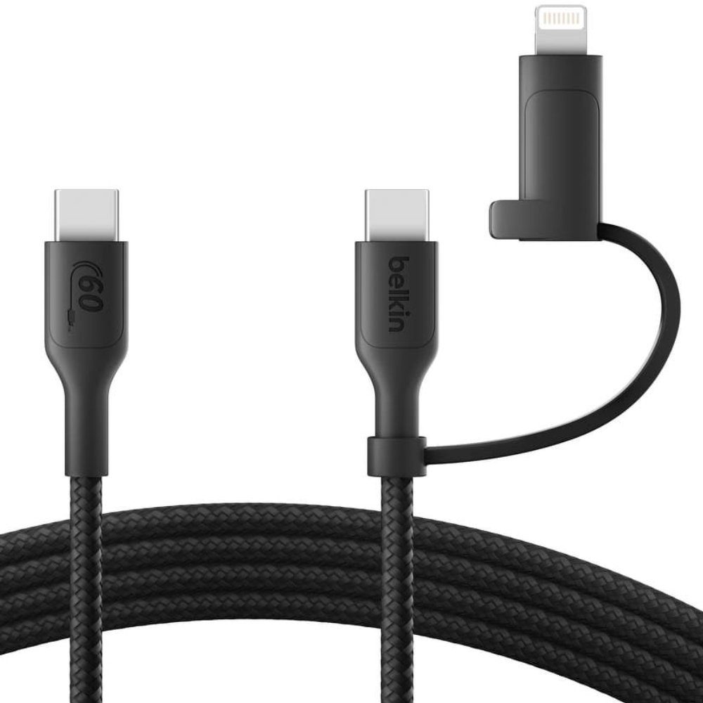 Belkin BoostCharge Pro 2-in-1 Cable with USB-C and Lightning Connector - Black - Image 2