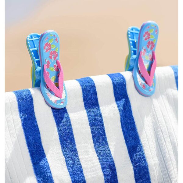 O2COOL Boca Clips Beach Towel Holders - Flip Flop Hibiscus
