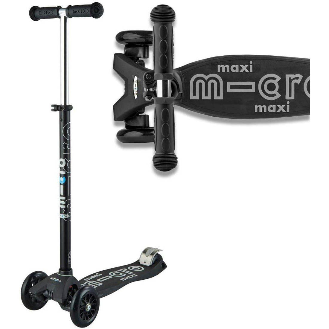 Micro Scooter Deluxe Maxi 3 Wheel Kick Black/Grey T Bar Handle - Image 4
