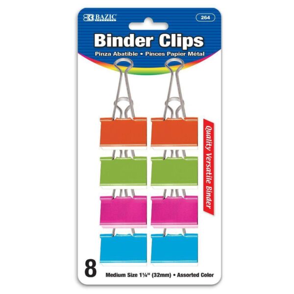 BAZIC Medium Assorted Color Binder Clip