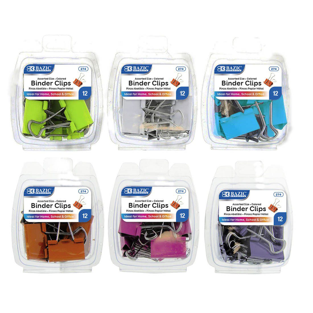 BAZIC Assorted Size Color Binder Clip