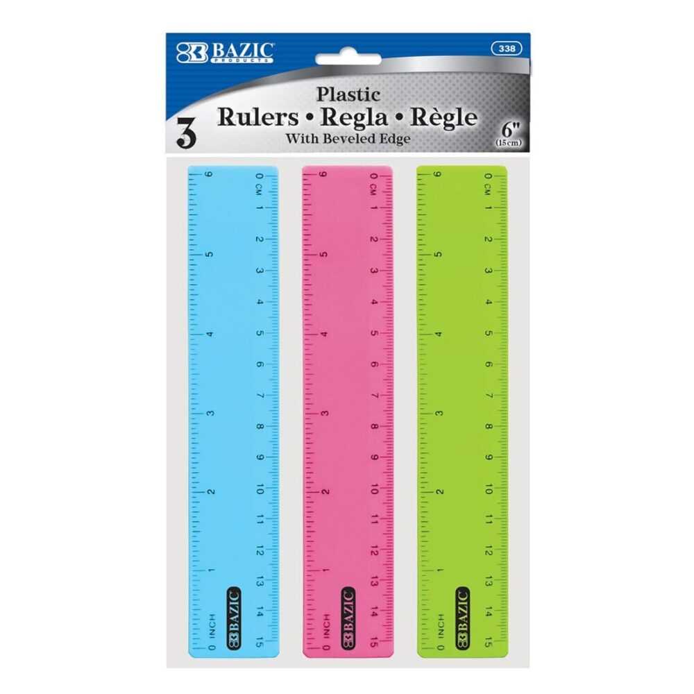 BAZIC 15cm Plastic Ruler Set of 3