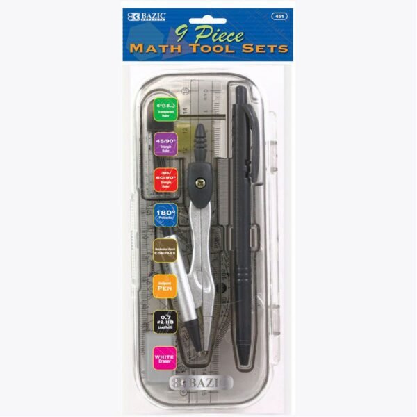 BAZIC Math Tool Sets 9 Pieces