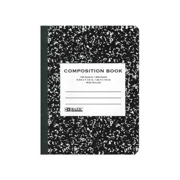 BAZIC 100 sheet Black Marble Composition Book Black