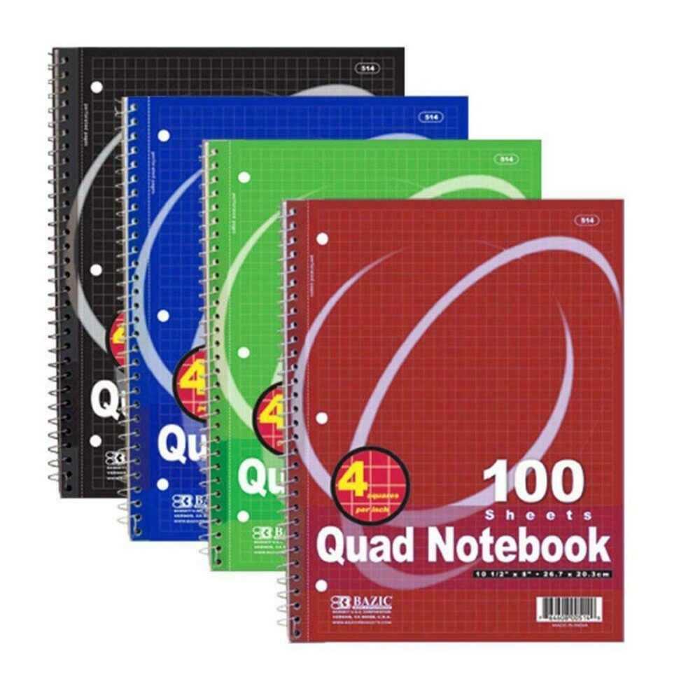 BAZIC Quad-ruled Spiral Notebook