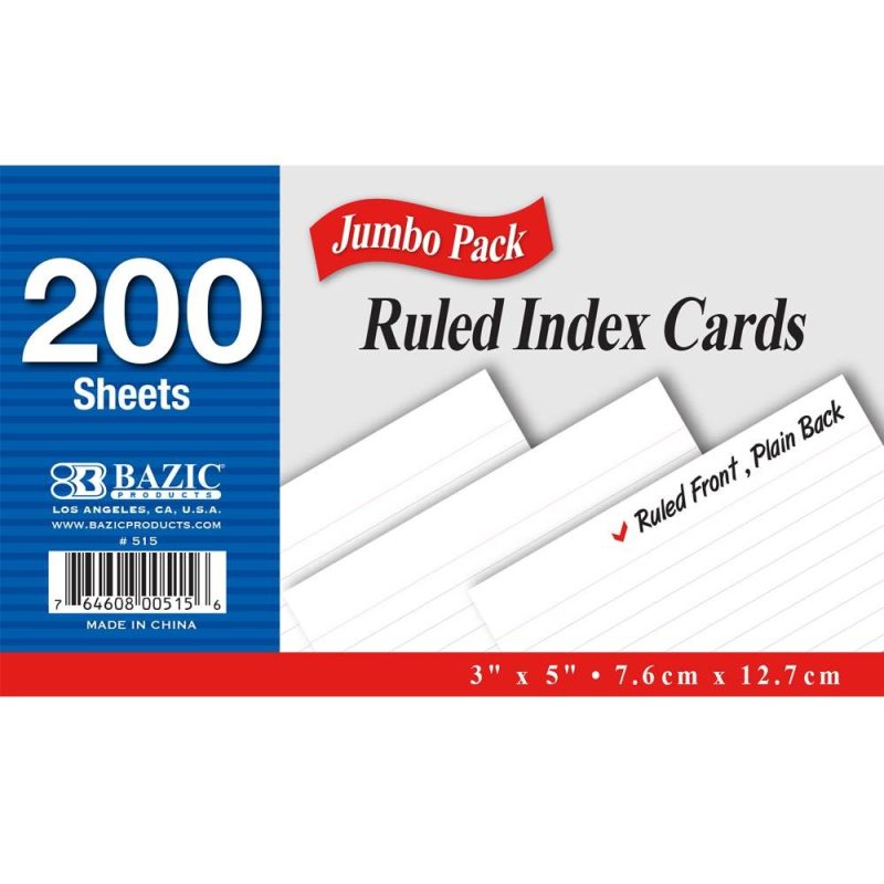 BAZIC Ruled White Index Card