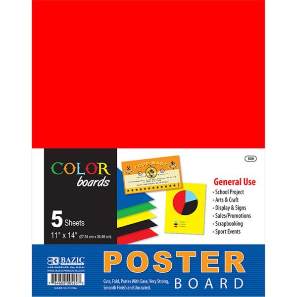 BAZIC Multi Color Poster Board Pack of 5