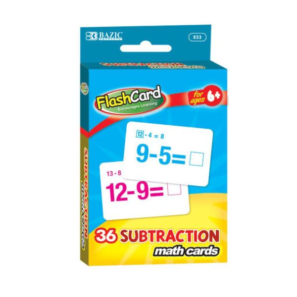 BAZIC Subtraction Flash Cards 36 Cards