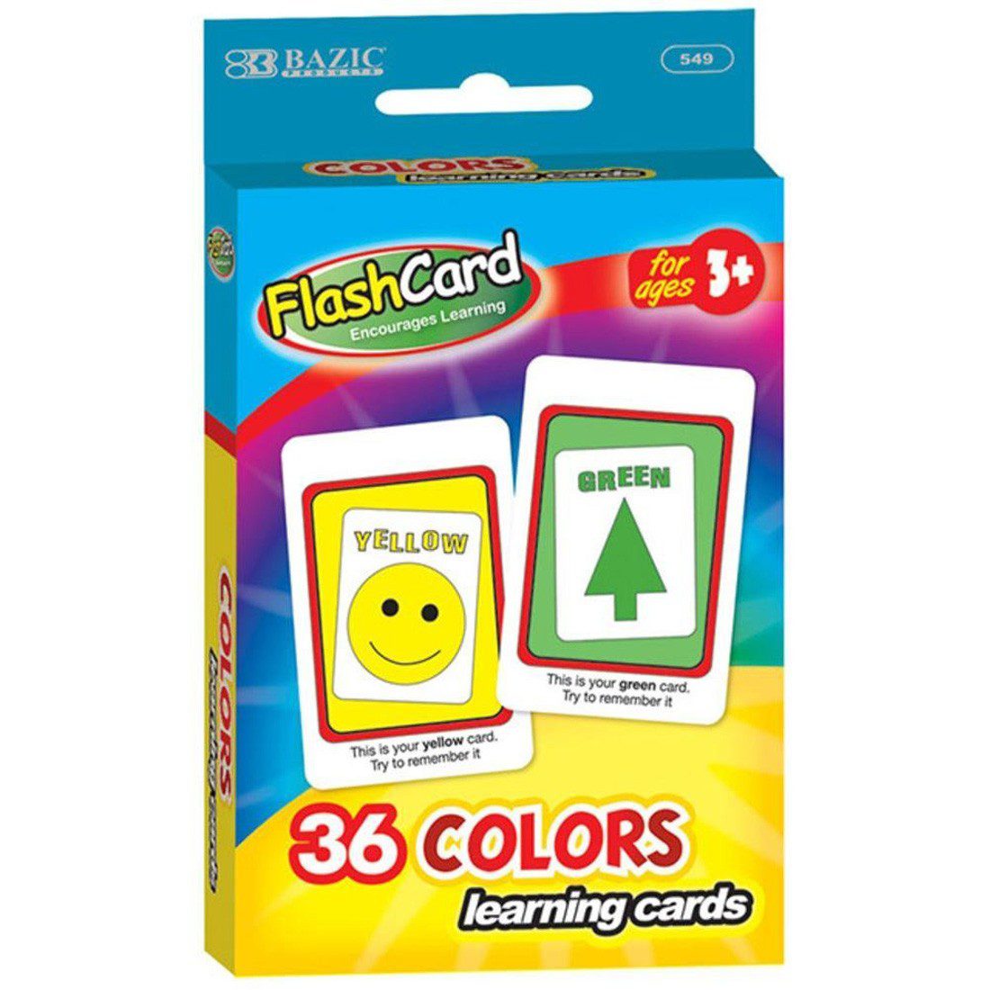 BAZIC Colors Preschool Flash Card Set of 36