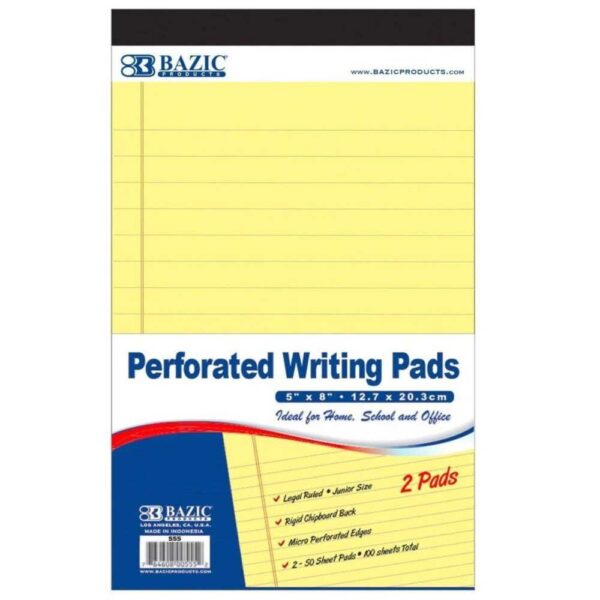 BAZIC Canary Perforated Writing Pads