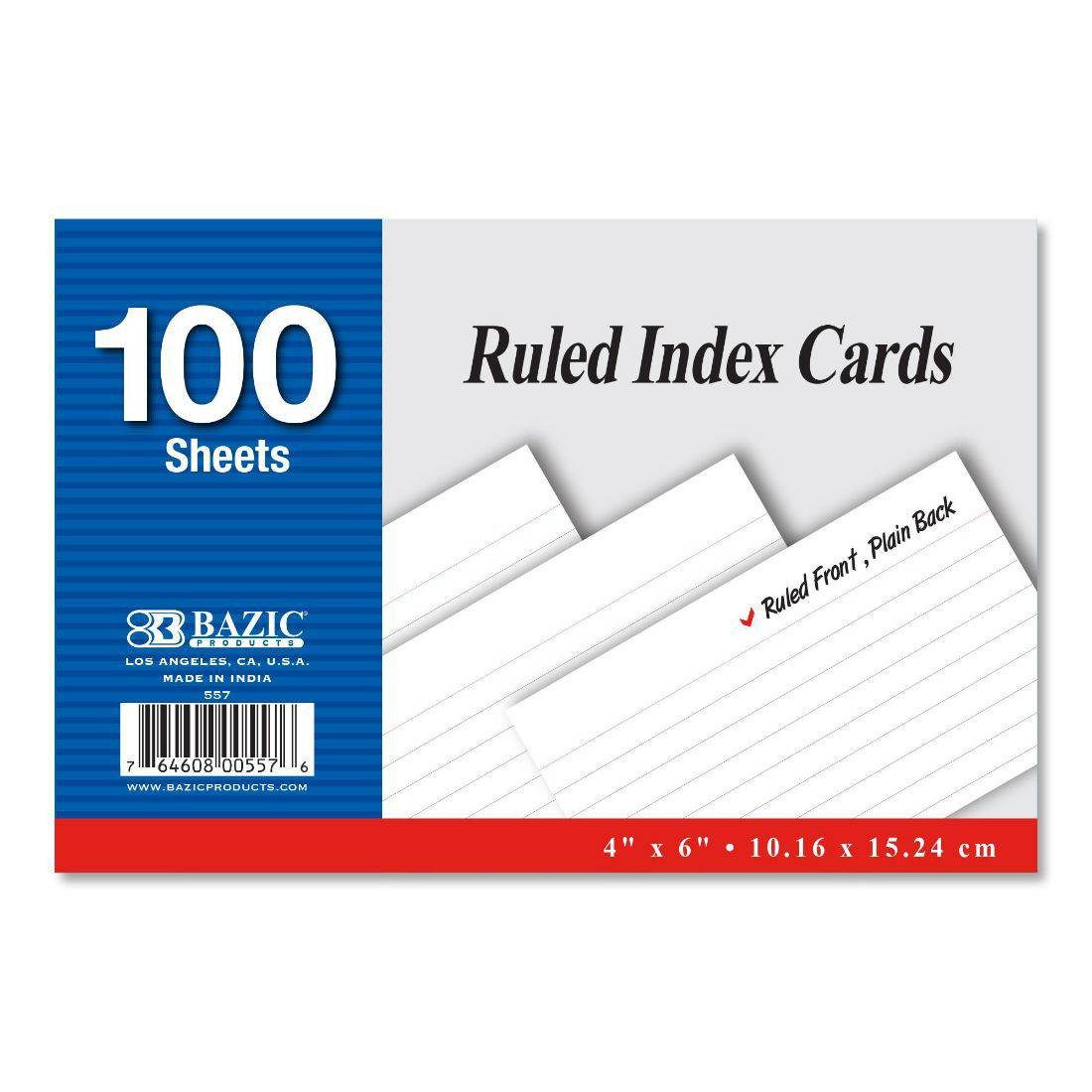 Bazic Ruled Index Card 100 Sheets