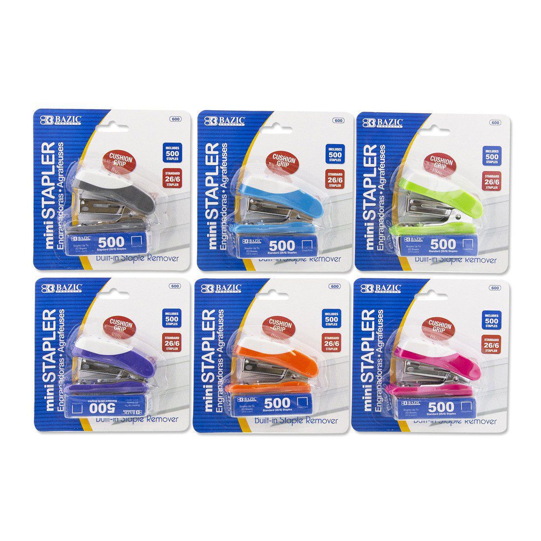 BAZIC Mini Cushion Grip Standard (26/6) Stapler w