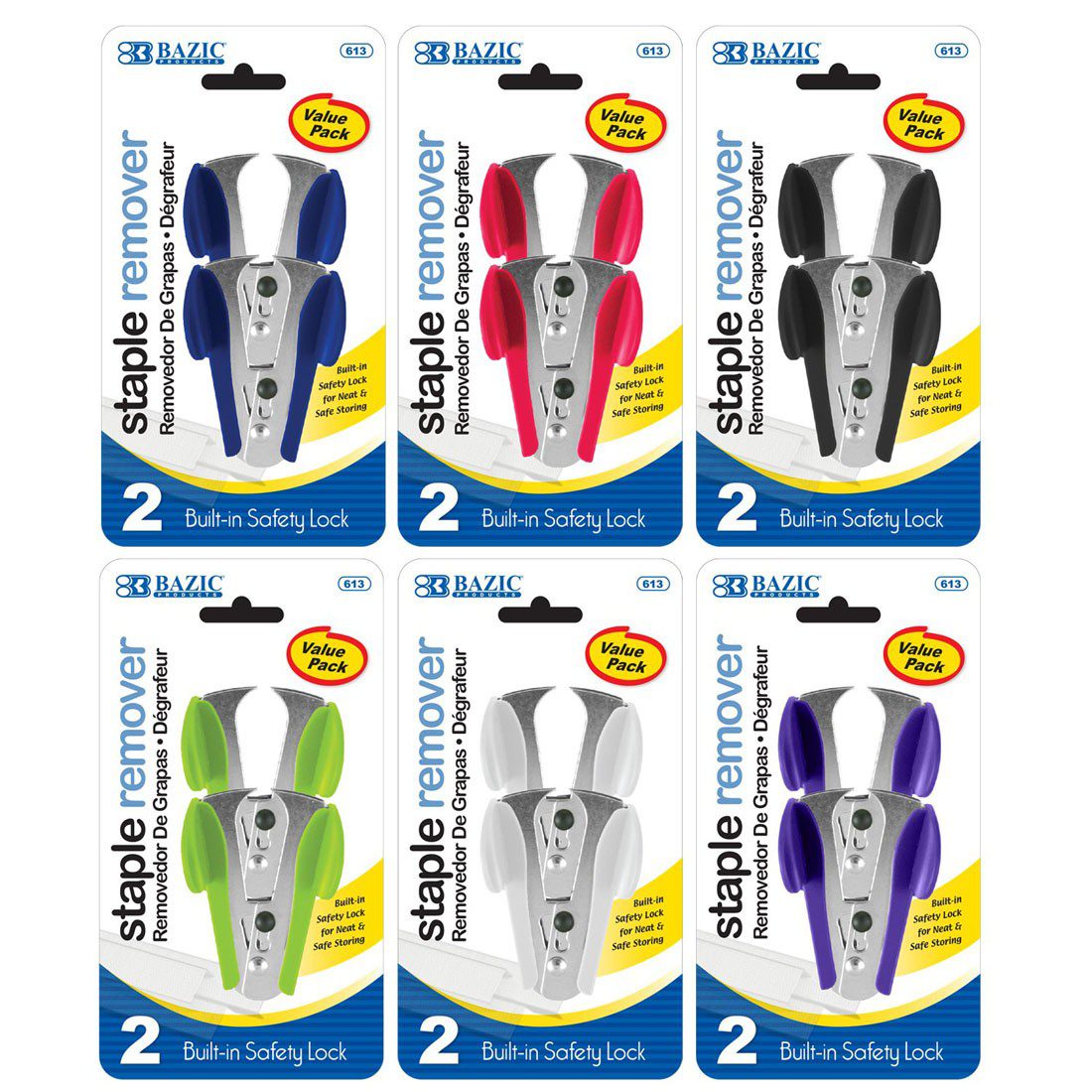 BAZIC ClawStyle Staples Remover w/Safety Lock Set of 2