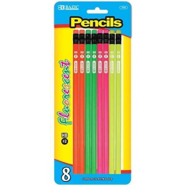 BAZIC Fluorescent Wood Pencil With Eraser