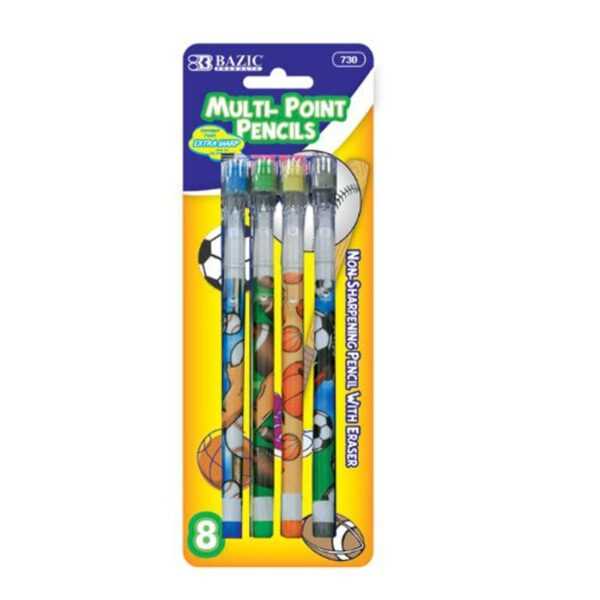 BAZIC Sports Multi-Point Pencil Set of 8