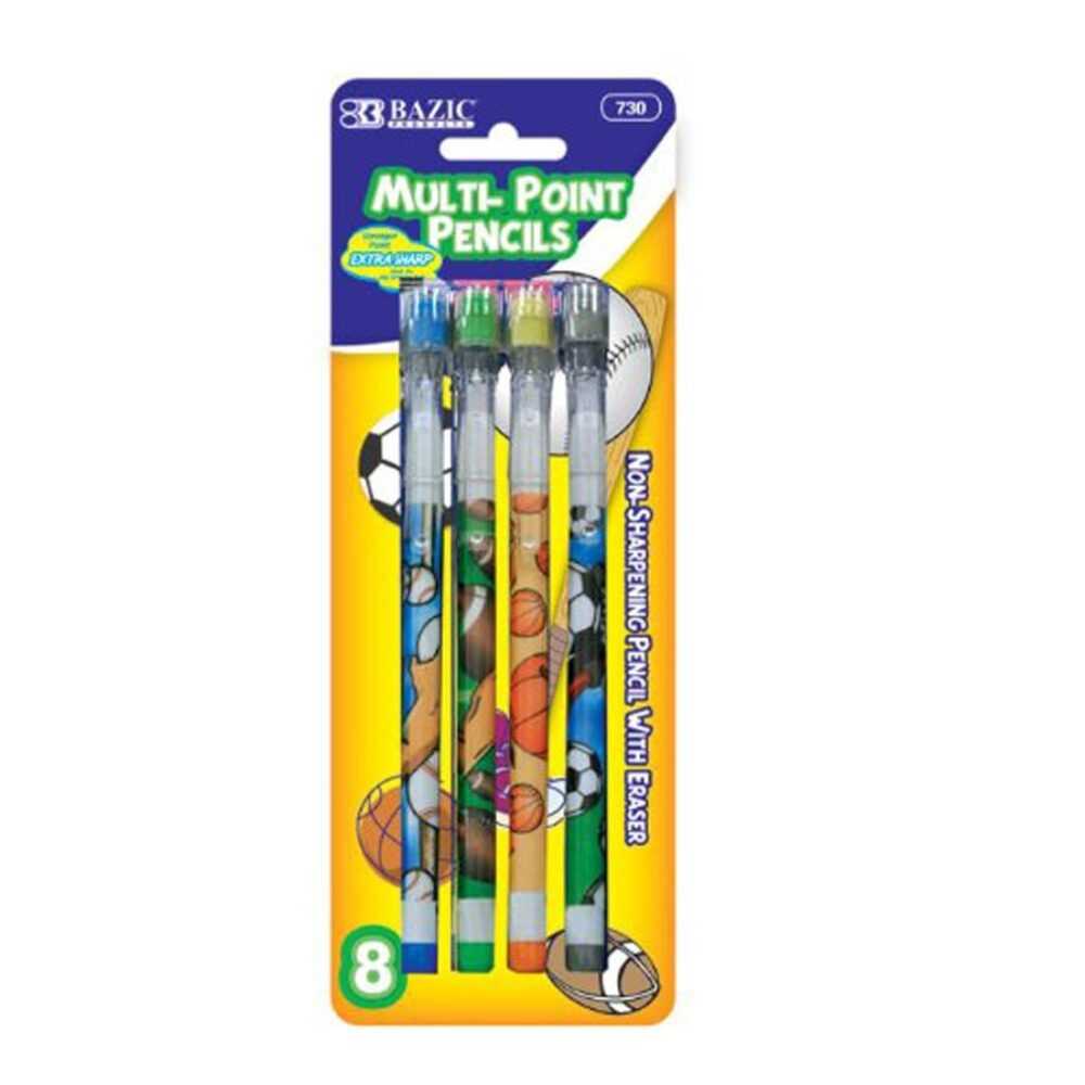BAZIC Sports Multi-Point Pencil Set of 8