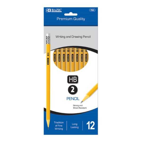 BAZIC No.2 Premium Yellow Pencil Set of 12