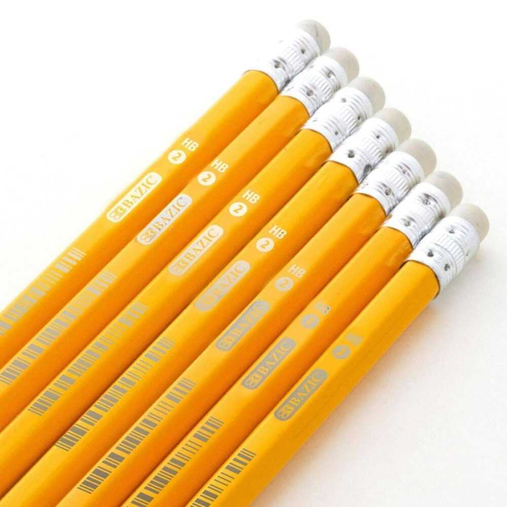 Bazic Premium Yellow Pencil Crayon HB2 Pack of 10 - Image 2