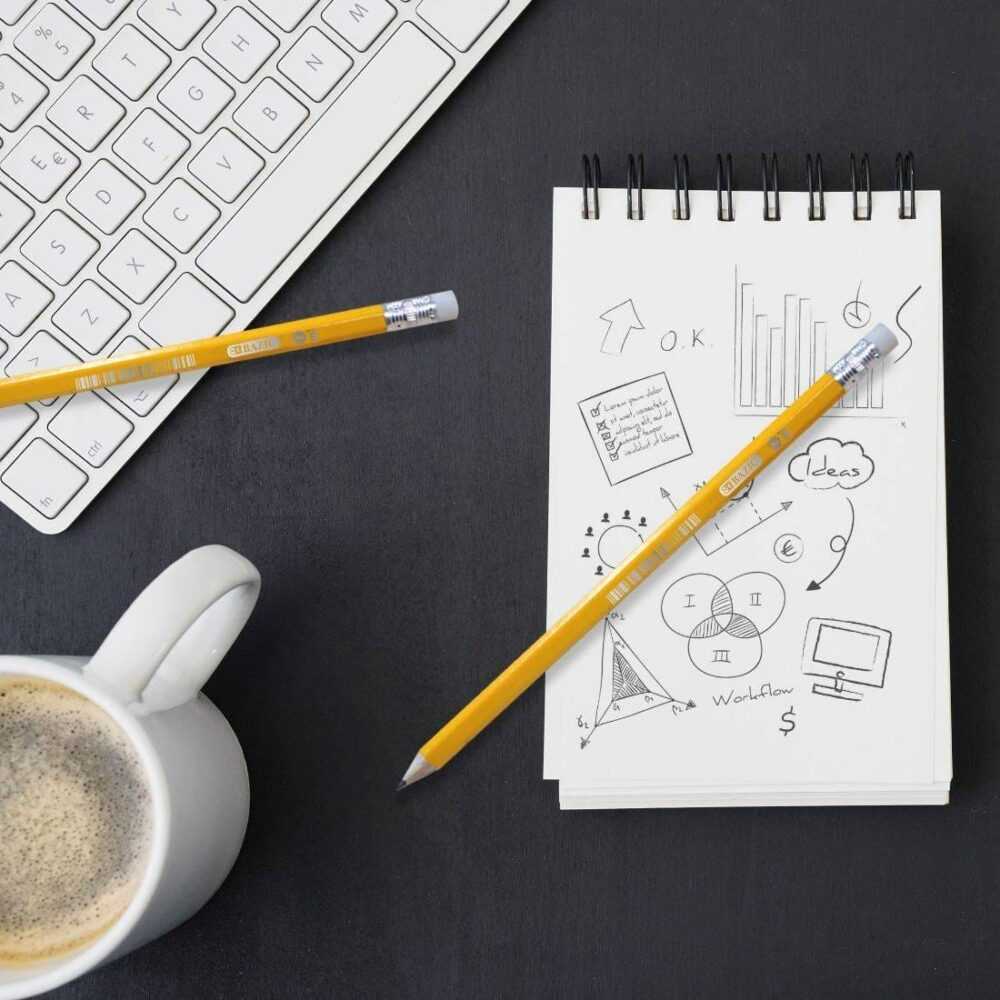 Bazic Premium Yellow Pencil Crayon HB2 Pack of 10 - Image 3