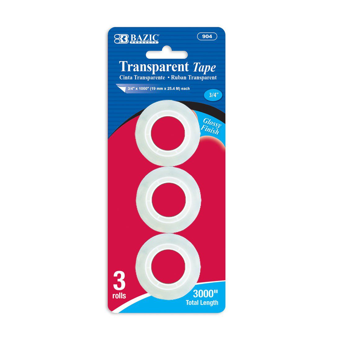 BAZIC Transparent Tape Refill Set of 3