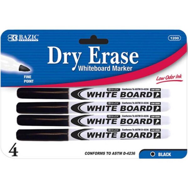 BAZIC Black Fine Tip Dry-Erase Marker