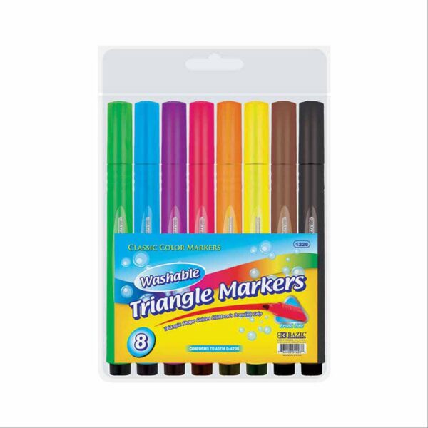 BAZIC 8 Color Jumbo Triangle Washable Markers