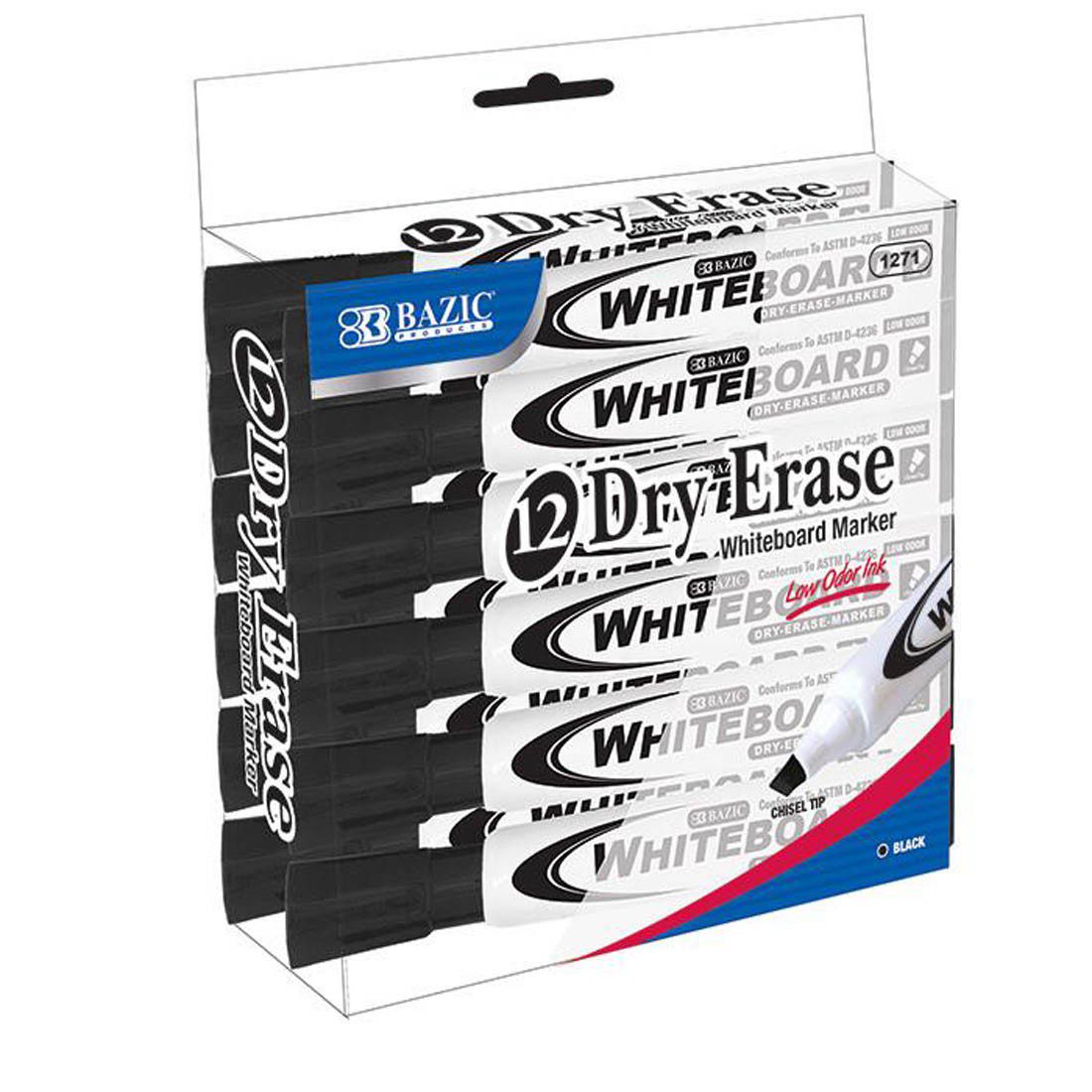 BAZIC Black Chisel Tip Dry-Erase Markers
