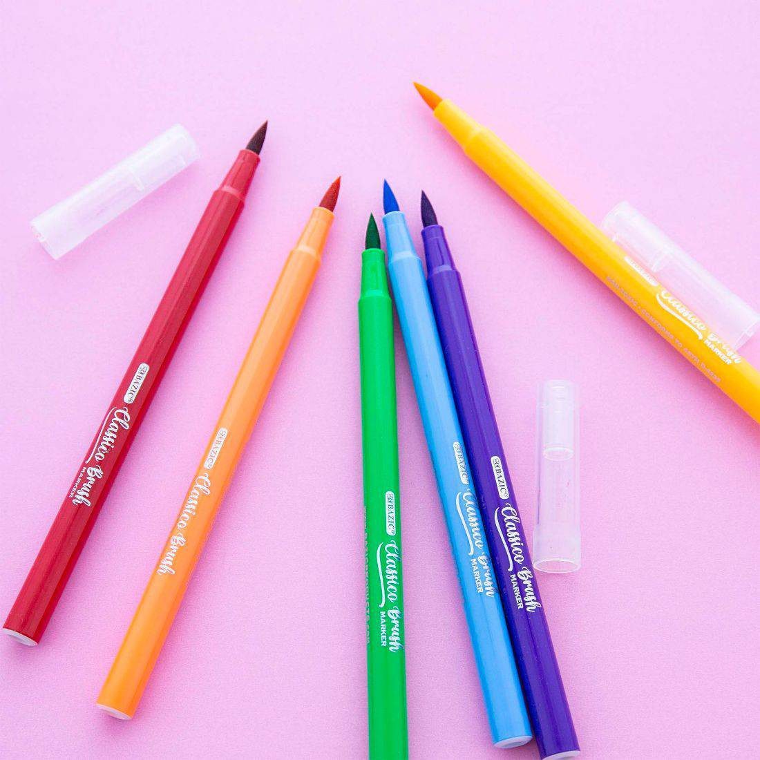 BAZIC Classico Brush Primary Colors Brush Markers - Pack of 6 - Image 3
