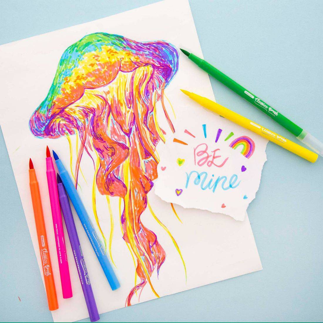 BAZIC Classico Brush Primary Colors Brush Markers - Pack of 12 - Image 2