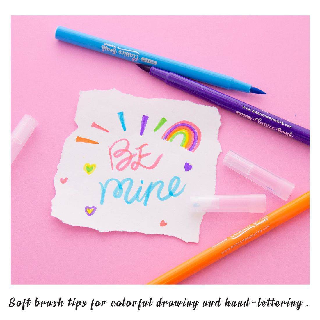 BAZIC Classico Brush Primary Colors Brush Markers - Pack of 12 - Image 3