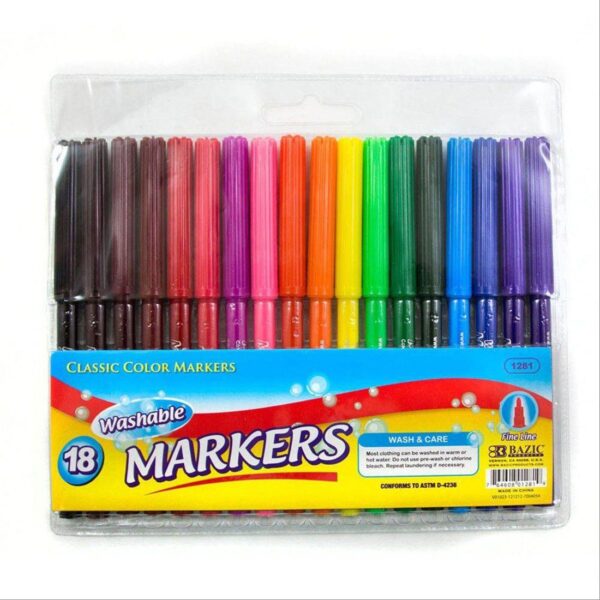 BAZIC 18 Fine Line Washable Watercolor Markers