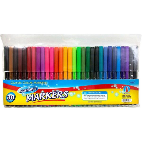 BAZIC 30 Fine Line Washable Watercolor Markers
