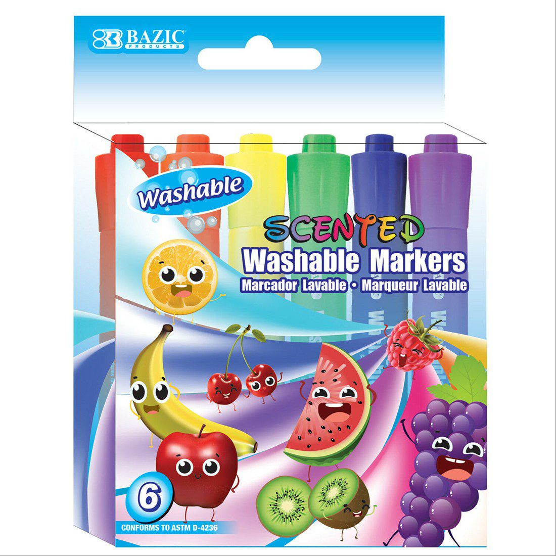 BAZIC 6 Color Washable Scented Markers