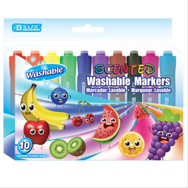 BAZIC 10 Color Washable Scented Markers